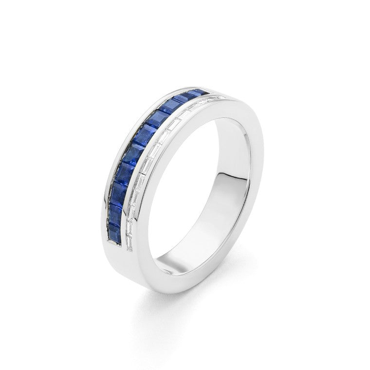 Facet Cnc Ring Halbgefasster 18 K Weissgold Saphir Memoire Ring