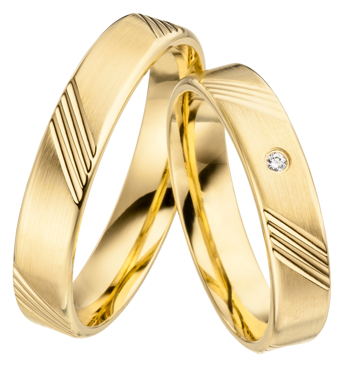 Linden Trauringe / Eheringe Andelfingen mit W/si-Diamant - 219/218