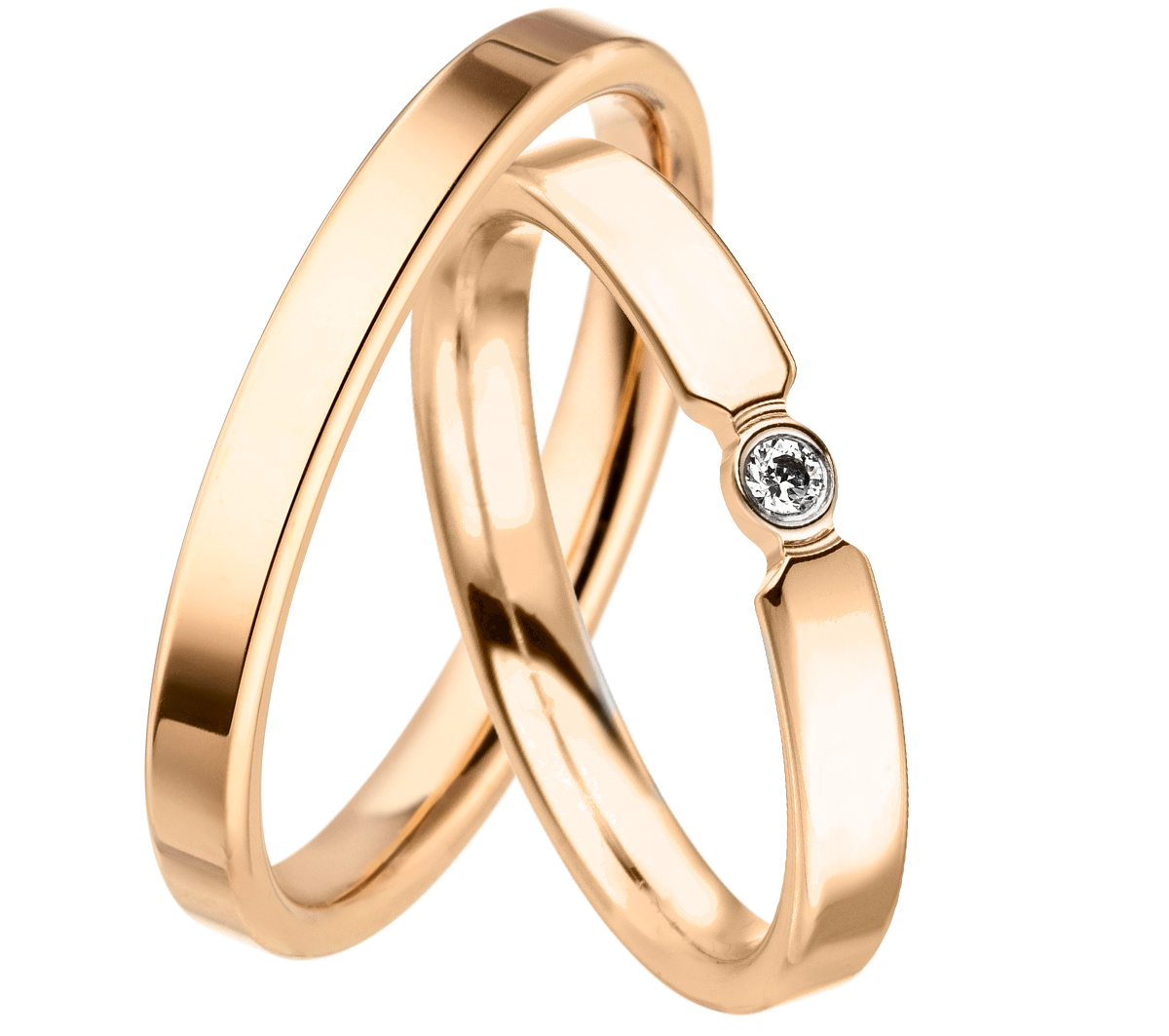 Linden Trauringe / Eheringe Dielsdorf aus Roségold - 1219/1218