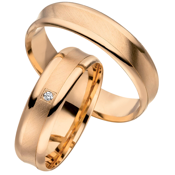 Linden Trauringe / Eheringe Dübendorf aus Roségold mit Diamant W/si - 1414/1415