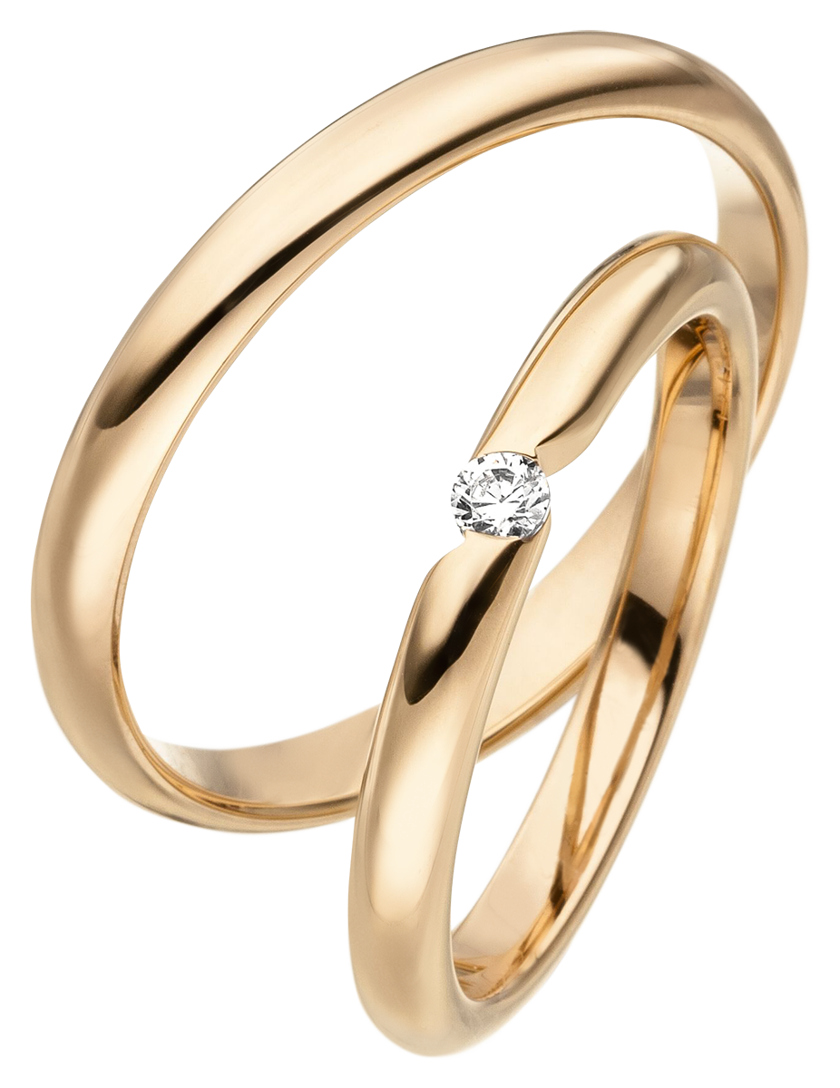 Linden Trauringe / Eheringe Fehraltorf mit Diamant W/si, 0.06 ct. - 1433/1247