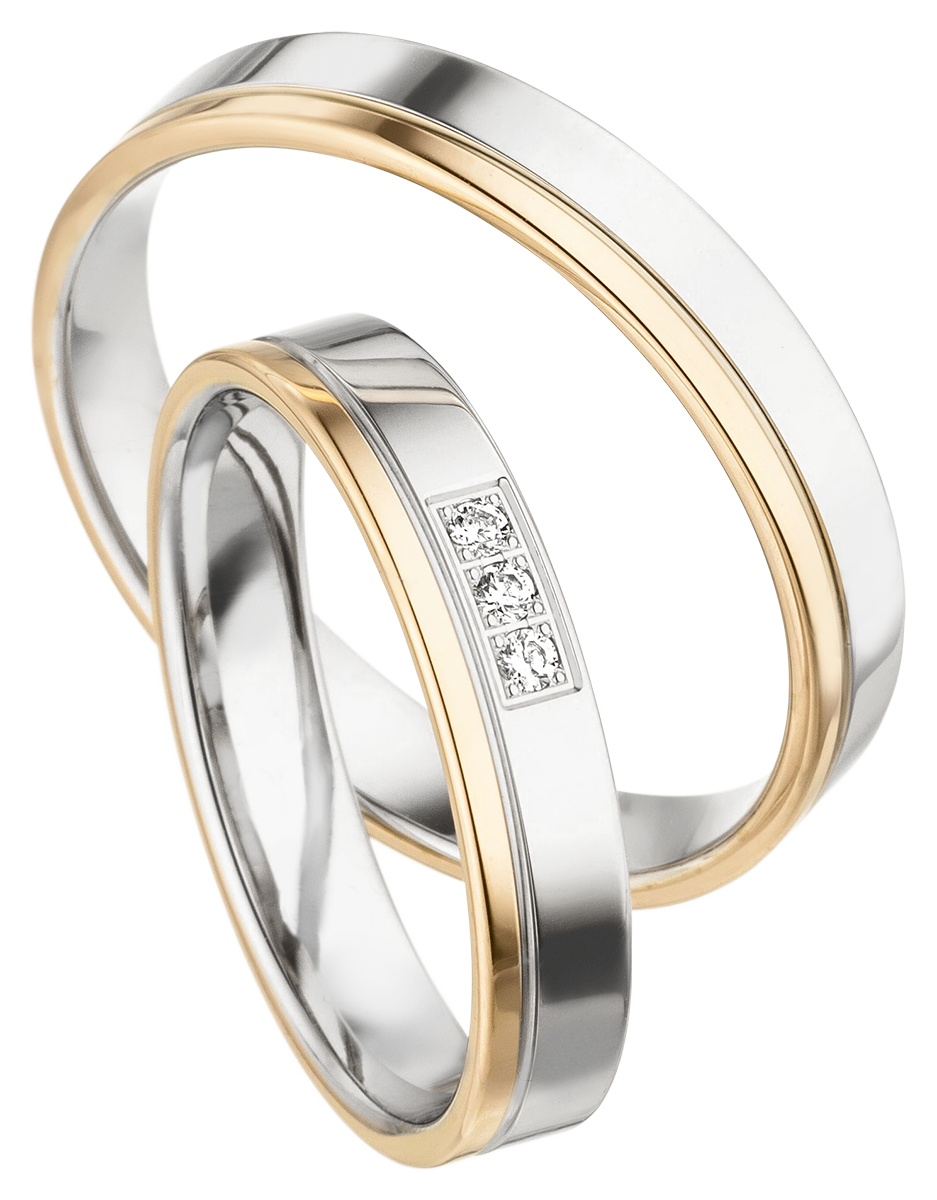 Linden Trauringe / Eheringe Greifensee – Zweifarbig in Gold - 1437/1438