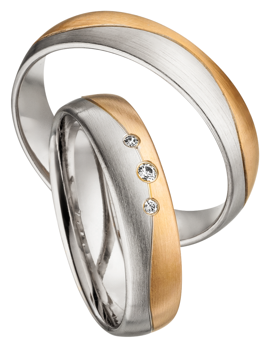 Linden Trauringe / Eheringe Mellingen mit 3 Diamanten - 1166/1167