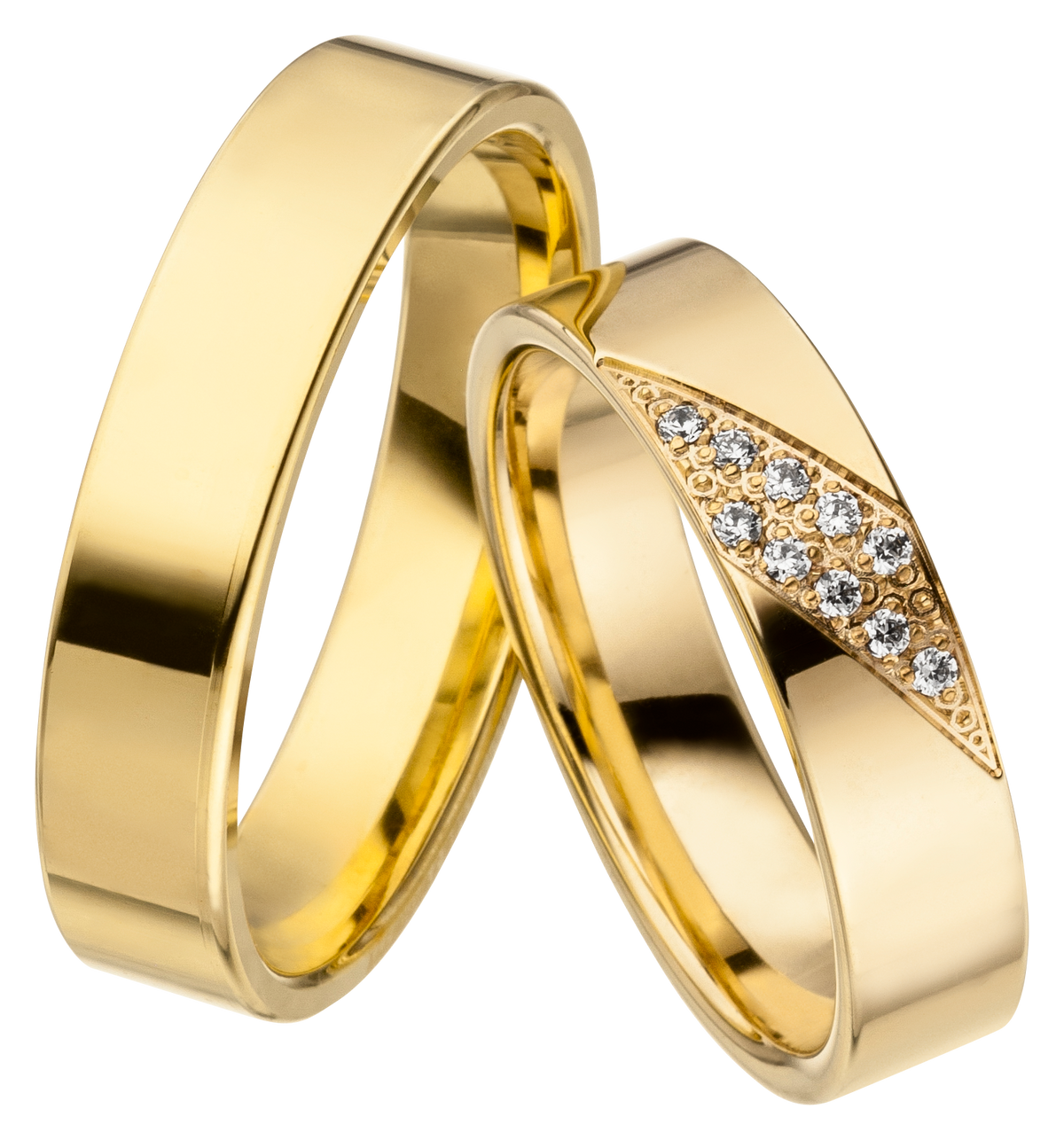 Linden Trauringe / Eheringe Oberengstringen mit 10 Diamanten 0.008 ct. - 896/897