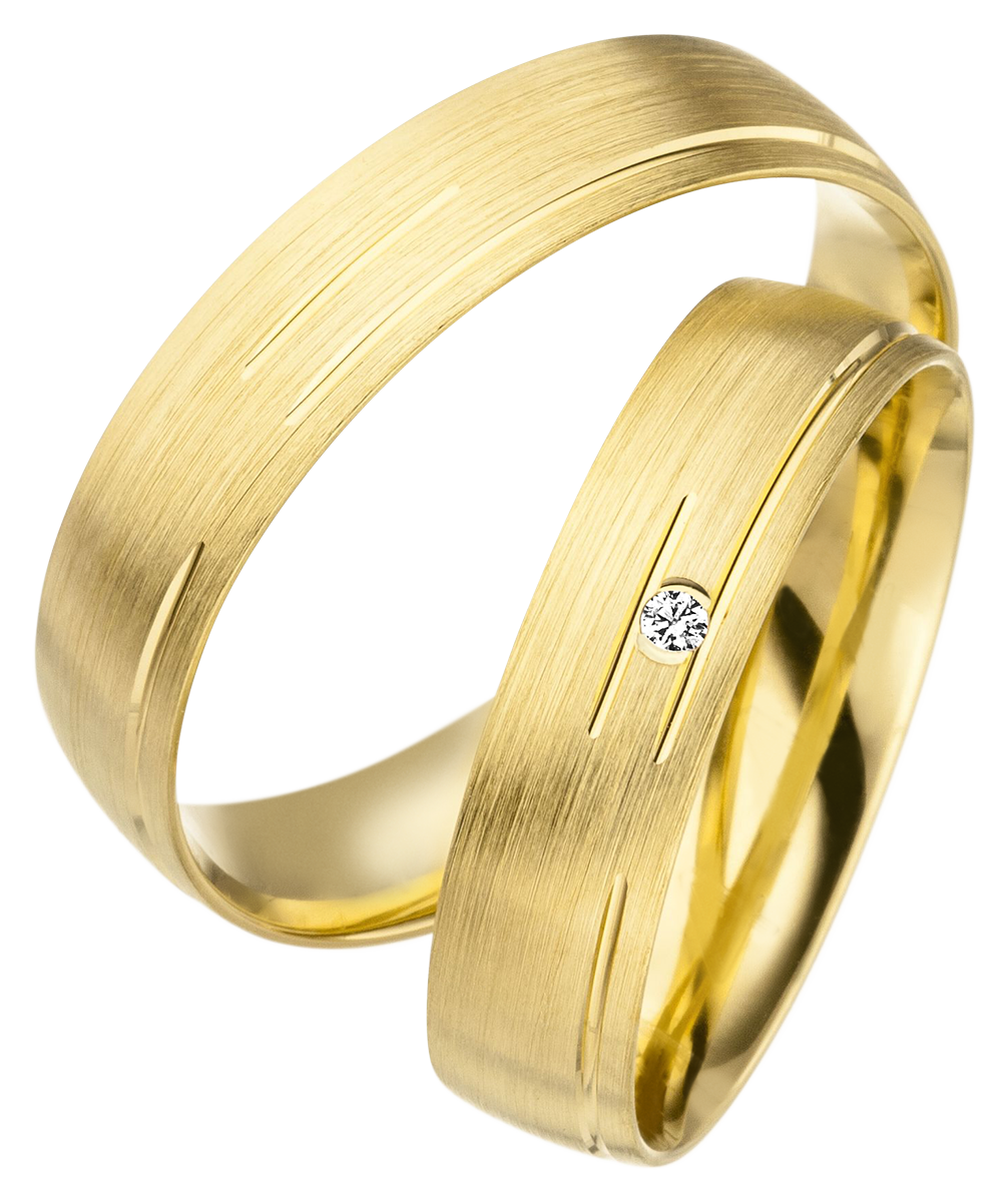 Linden Trauringe / Eheringe Zurzach aus Gold mit Diamant - 1441/1442